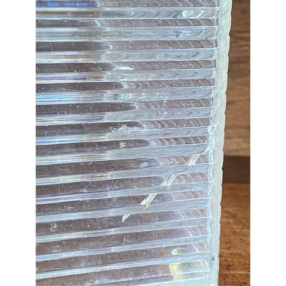 Mid Century Modern Ribbed Rectangle Lucite Handled Ice Bucket with Insert - Picture 5 of 6